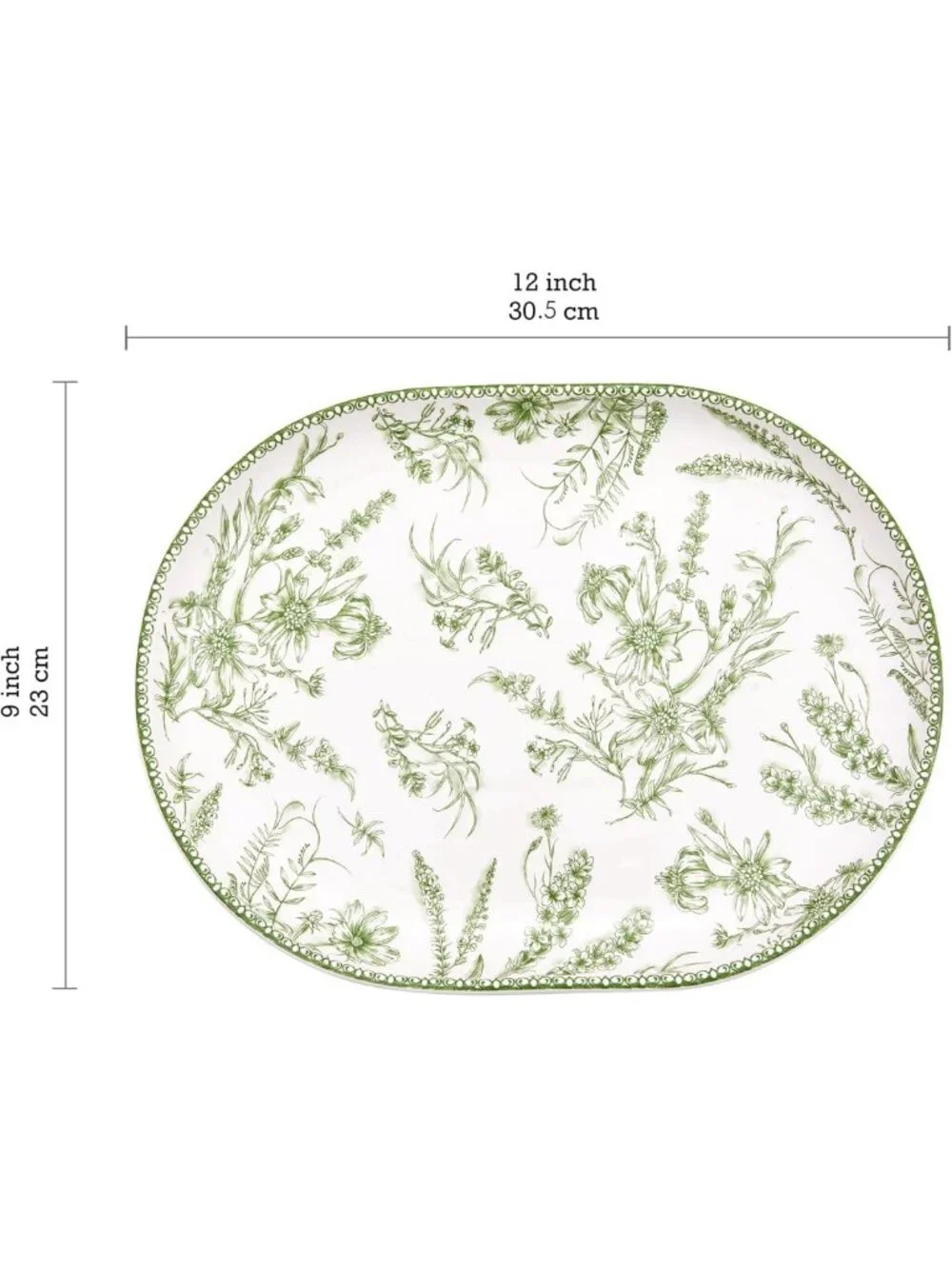 Elegant Green Garden Oval Platters Set of 2 - 16